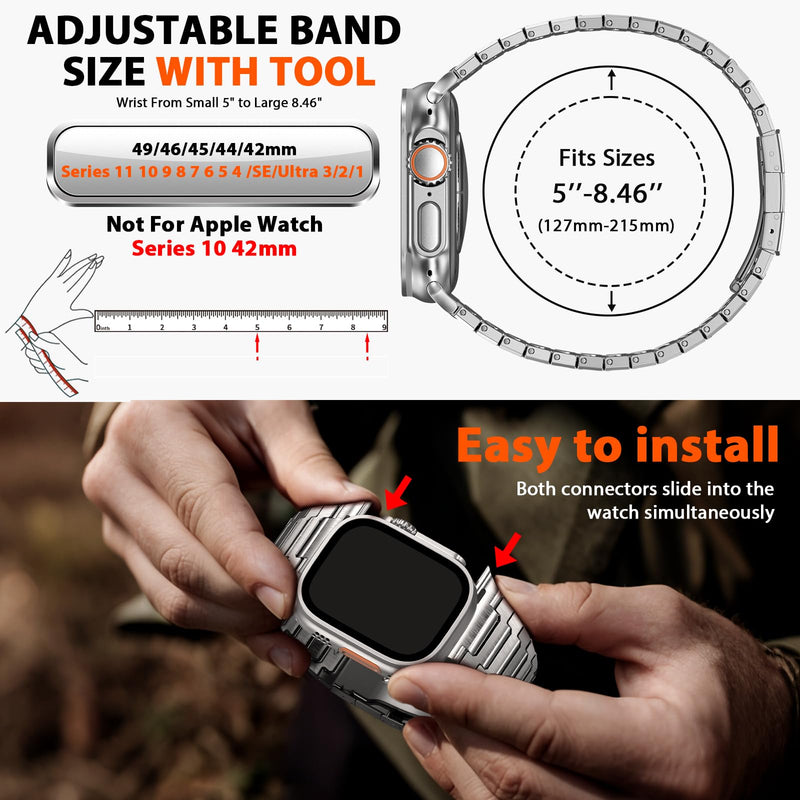 Titanium Apple Watch Band for Men Compatible with Apple Watch Ultra 3/2/1 49mm,iWatch Series 11/10/9/8/7/6/5/4/SE/3/2/1 (46/45/44/42mm),Lightweight Waterproof and Scratch Resistant Metal Strap Titanium