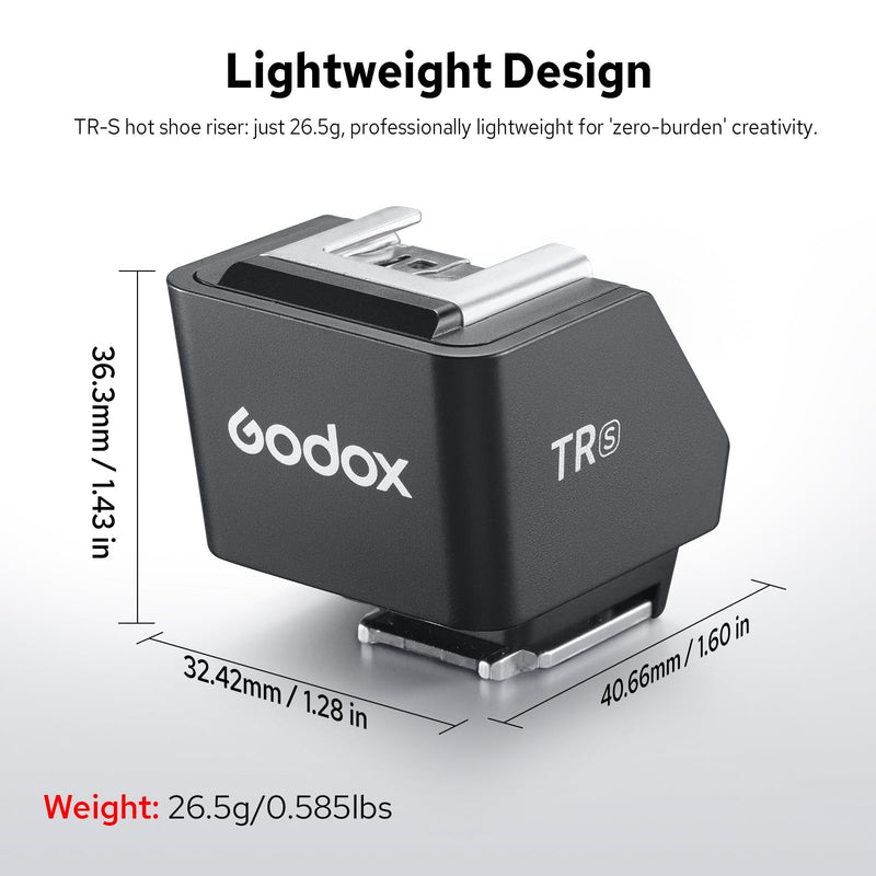 Godox TR-S TTL Hot Shoe Riser for Sony, with 6 Adjustment Levels (0-90°) TTL Function HotShoe Extender Mount Adapter for Godox TTL Mini Flash iT20 iT30Pro