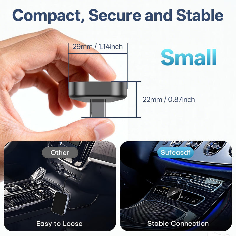 USB C Wireless CarPlay & Android Auto Adapter, Wired to Wireless Dongle | Plug & Play Compatible with iPhone & Android Smartphones,WiFi 6.0 Stable Connection & No Latency.