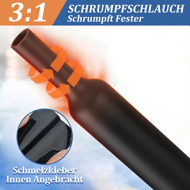 [AUSTRALIA] - HONZUEN Heat Shrink Tube with Adhesive, Heat Shrink Tube Set, Black, Heat Shrink Tubes, Waterproof Polyolefin, Shrinkage Rate 3:1 for Insulating Cables, Soldered Connections (Diameter 30 mm, 25 mm, 20 