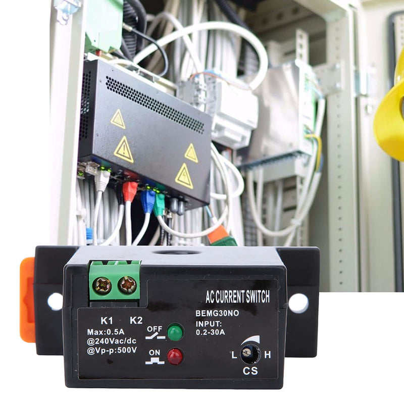 Uadme Adjustable Current Switch, Current Meter Switch AC 240V 0.2-30A, Normally Open Current Sensor Control Switch, for Industrial Automation Devices, Buzzer, Relay, Microcontroller