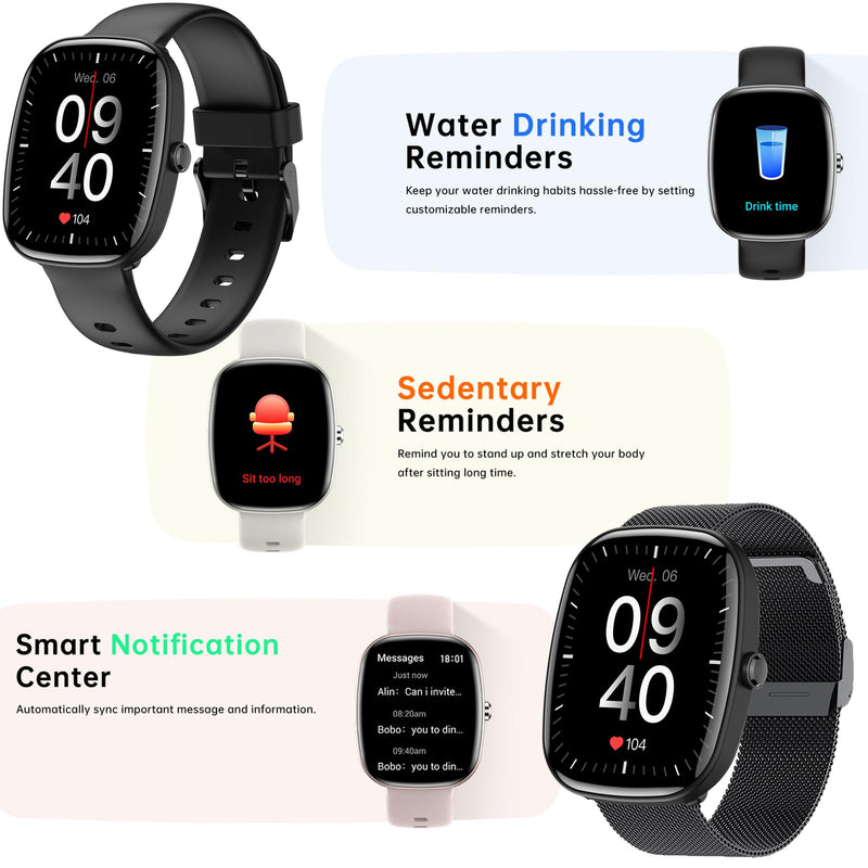 ZPIMY 1.83" Smart Watch for Women Men(Make/Answer Call), 2024 New 5ATM Waterproof Mens Smartwatches, Fitness Tracker Smartwatch for Android iPhones, Digital Watches Step Counter, 3 Straps (Black) Black
