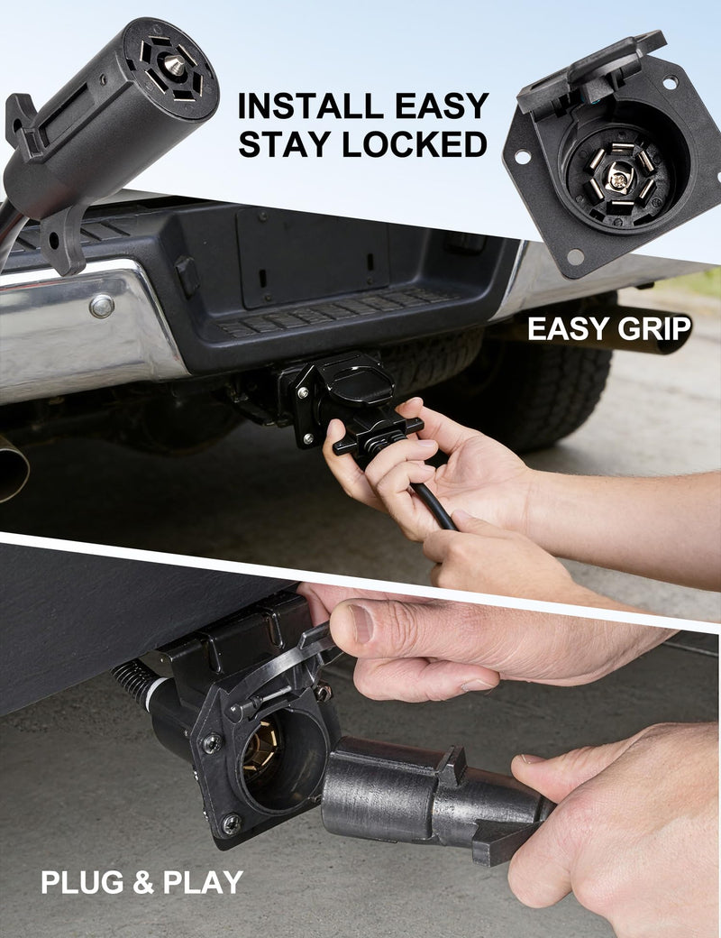 EWAY 7-Way Adapter with Power Switch for Furrion RV Backup Camera System, Plug and Play for Tow Vehicle to RV Wireless Observation Cameras, Provides 12V Power to Camera Through 7-Pin Connector