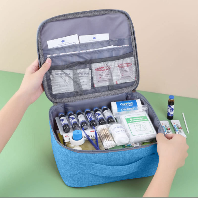Seasboes Pack of 2 Medicine Bag, Large Capacity Emergency Bag, Medicine Bag, Empty First Aid Bag, Waterproof Medicine Storage Bag for Home, Travel, Office (Large + Small), sky blue, Casual
