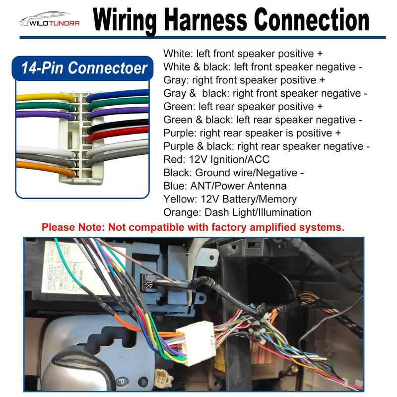 14Pin Radio Wiring Harness for Subaru 1995-2008 Aftermarket Radio Stereo Wire Harness Adapter for Subaru Outback WRX Impreza Forester Legacy Aftermarket Stereo CD Player Power/Speaker Connector