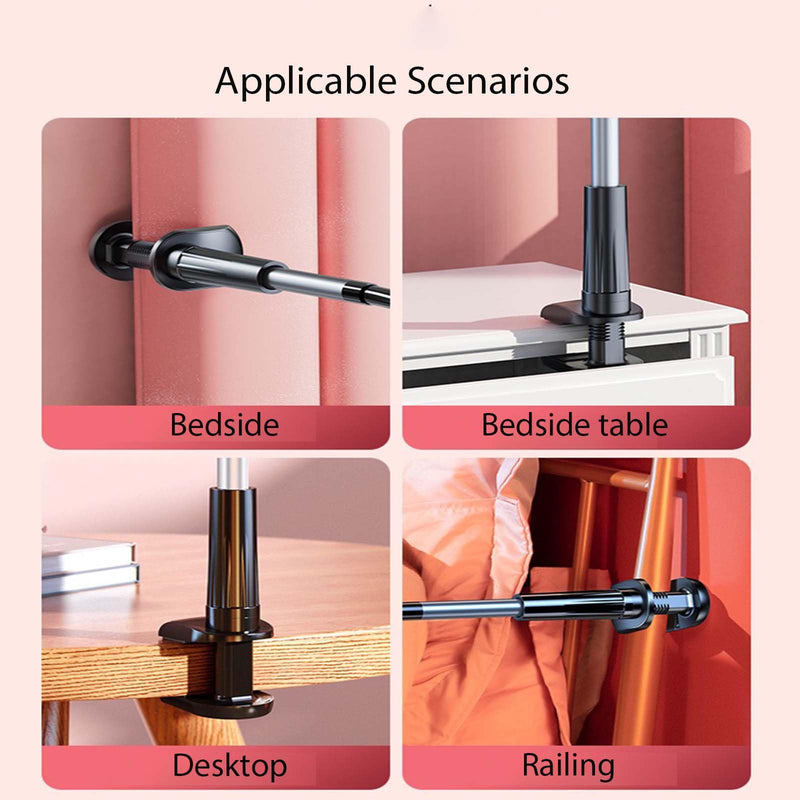 Phone Holder,gooseneck Phone Holder,360° Rotate Support Rod One-Hand Adjustable Cell Phone Holder,for Desk Headboard Nightstand. (Black) Black