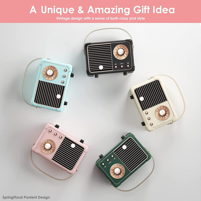 [AUSTRALIA] - Retro Bluetooth Speaker, Portable Bluetooth Wireless Speaker, Hands-Free Call,400mA Battery,TF Card,Aux Line, for iPhone Android, Retro Decor for Home Office Birthday Gift Ideas Pink Blush Pink 