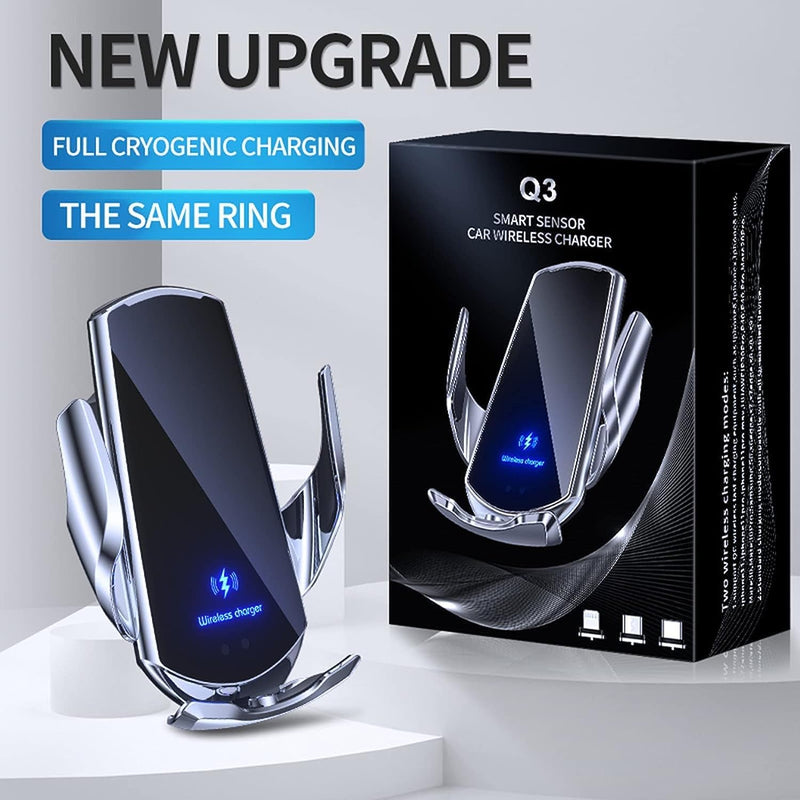 Wireless Automatic Car Charger Phone Holder 15W Air Vent Phone Holder iOS Android Compatiblee Charging (Golden Q3) Golden Q3