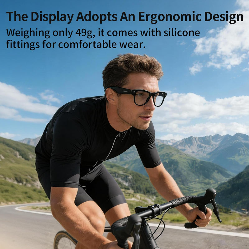 AI Smart Glasses with Camera Stabilization - 8MP POV Video Recording, Real-Time AI Translation, Smart Assistant, Dual-Mic Noise Canceling for Travel & Meetings - Anti-Blue Light, Black Frame