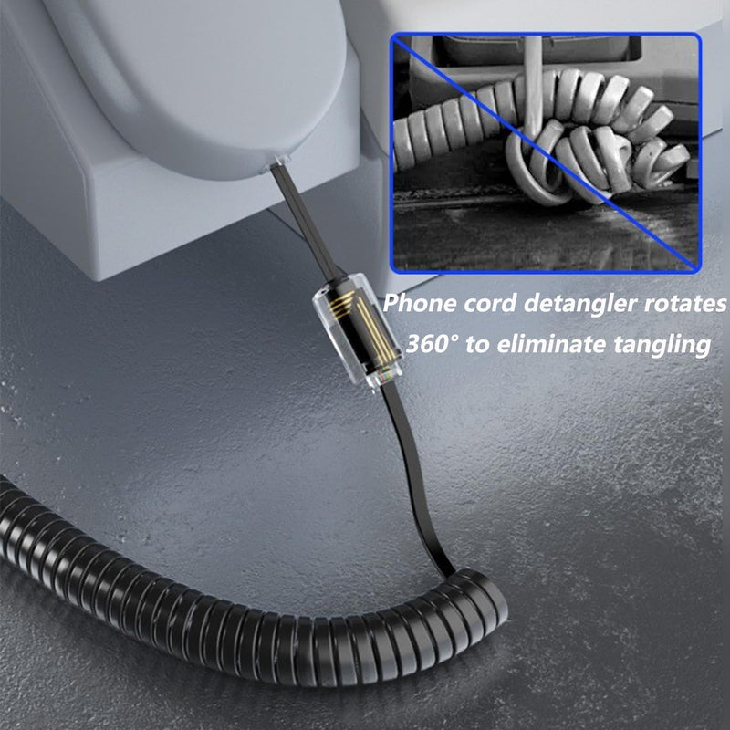 Phone Cord Detangler for Desk Phone, 2 Pack 360 Degree Rotating Telephone Cord Detangler Swivel Cord, No Tangle Phone Cord for Landline