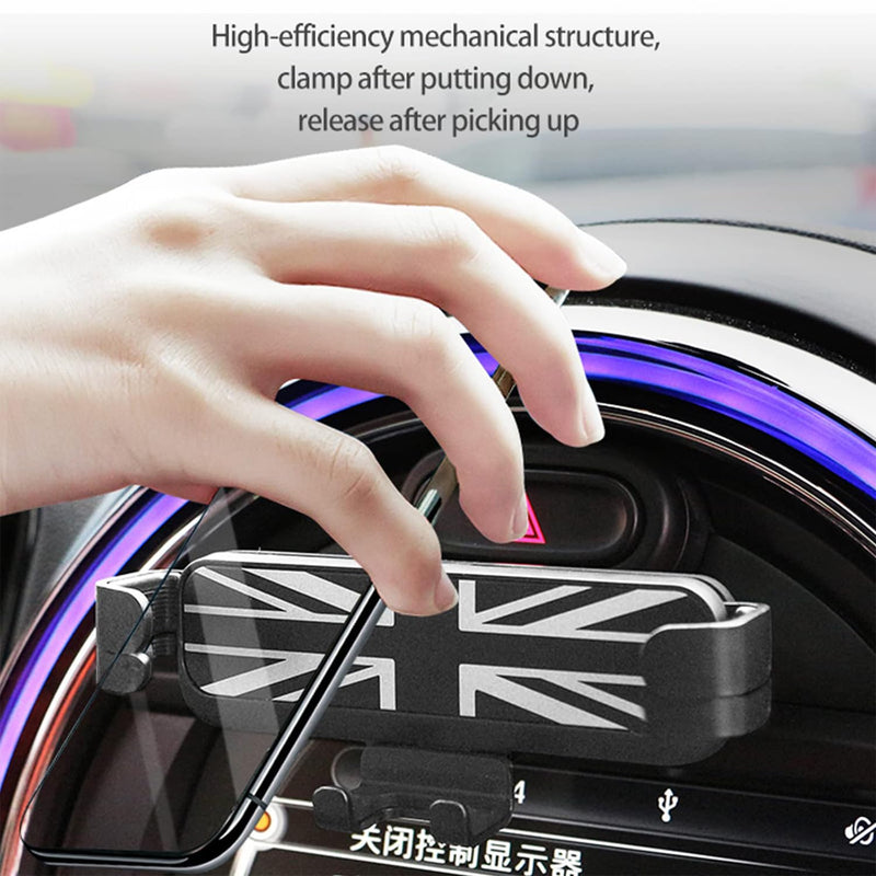 Metal Car Phone Holder, Union Jack Navigation Bracket Mount Dashboard Stand Cell Phone Holder for Mini Cooper F54 F55 F56 F57 F60 (6.5/8.8inch Navigation 2014-2019) (Union Jack)