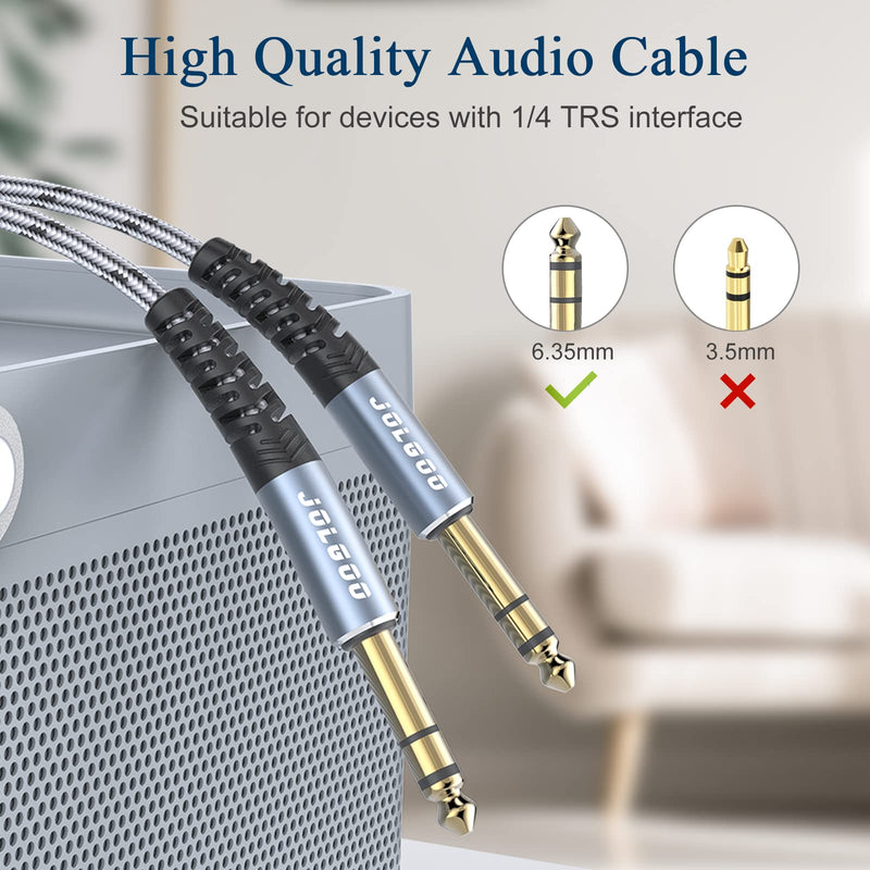 1/4 Inch TRS Instrument Cable 3.3 FT 2-Pack, Quarter inch Audio Cable, 6.35 Balanced Interconnect Line for Electric Guitar, Bass, Keyboard, Mixer, Amplifier, Speaker, Electric Mandolin 3.3 Feet TRS Cable 2-Pack Grey