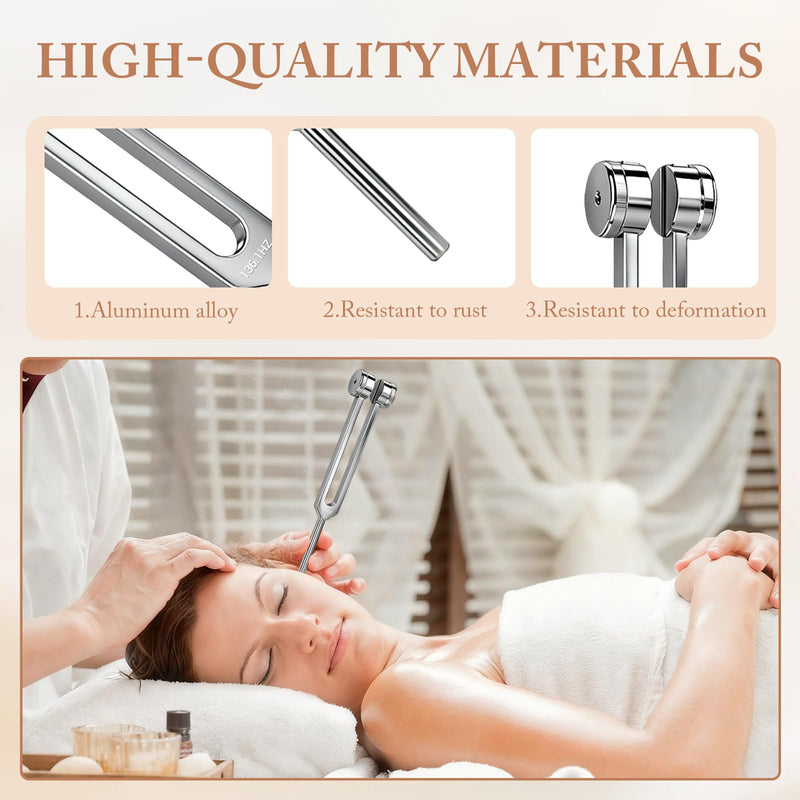 [AUSTRALIA] - Tuning Forks for Healing Set (128Hz, 136.1Hz, 256Hz, 384Hz) with Activator & Wooden Mallet, Chakra Healing, Sound Therapy, Reiki, Yoga, Energy Balancing Tools 