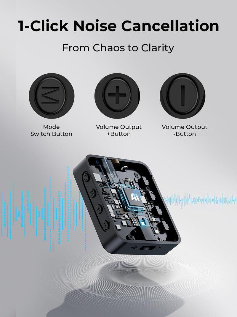 [AUSTRALIA] - MENERESAS Wireless Lavalier Microphone for iPhone: Mini Microphone Noise Reduction - 328ft Transmission & 20H Battery Life for Video Recording, 3-in-1 Universal Camera & Android, Deep Grey Brushed Black 