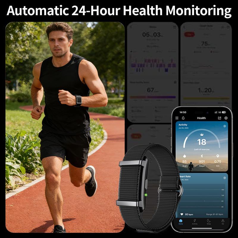 Smart Bracelet, Activity Trackers for Men & Women, Fitness Tracker Band, 24H Sleep Tracker, All-Day Continuous Heart Rate, Blood Oxygen, Stress, HRV Monitor, 170+ Sport Modes with Free APP (Black) Black