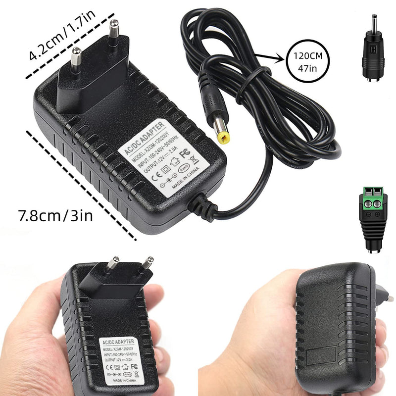 [AUSTRALIA] - XZGm AC Adaptor 12 V 2 A Power Supply AC100-240 V to DC12 V 500 mA 1000 mA 1500 mA 2000 mA Power Driver 5.5 mm with 2 DC Plug Adapters Inverter Charger Transformer 12 V 24 W 12V2A 