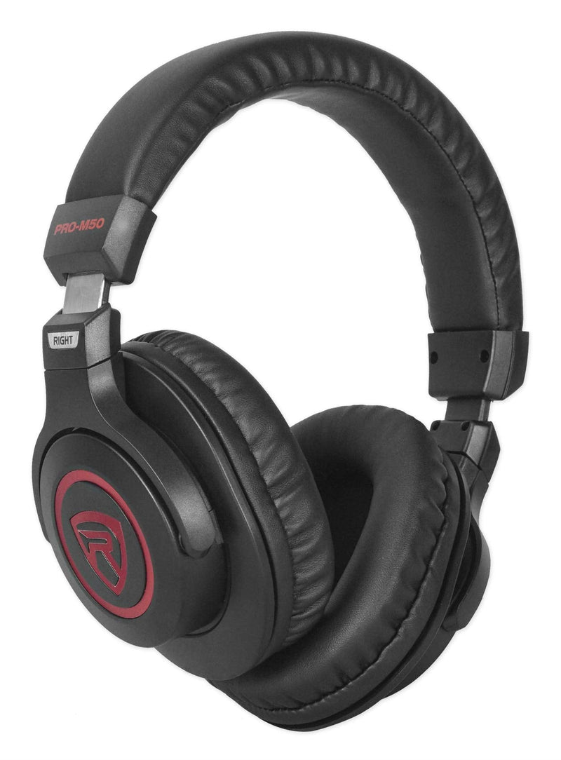 Rockville PRO-M50 SR 40mm Studio Headphones, 32 Ohm, Detachable Coil Cable, Sound Isolation, Durable Build, for Studio Monitoring and Podcasting Red