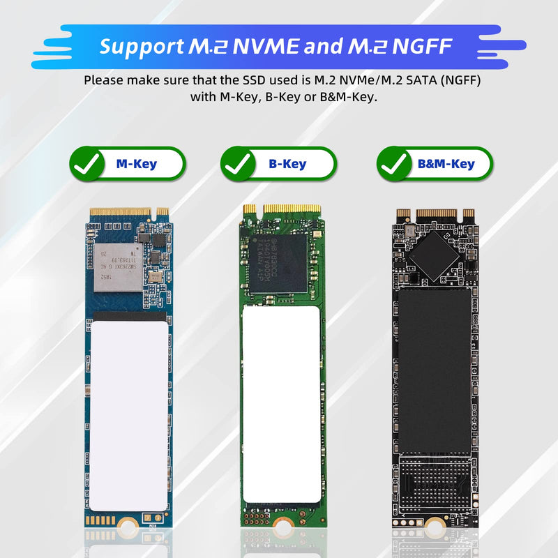 ELUTENG M.2 to USB Adapter Dual Protocol M.2 NVME SATA Hard Drive USB3.1 Gen2 10Gbps USB to NVME PCI-E SSD Reader M Key & B+M Key Support UASP for 2280 2260 2242 2230 SSD Enclosure M.2 NVME&NGFF