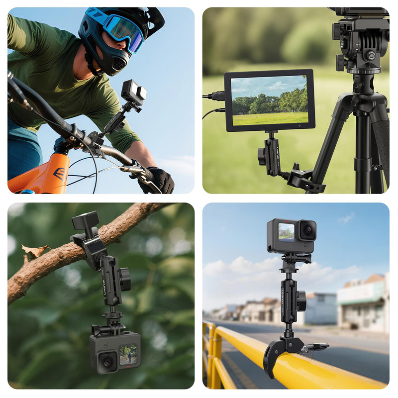 [AUSTRALIA] - ULANZI R105 Super Clamp Camera Mount with 360° Dual Ballhead Magic Arm, Sturdy Y-Shaped 3-Claw Camera Clamp Mount for GoPro Hero 13/12/11/10/9, Insta360 X5/X4, DJI Osmo Pocket 3/2 Action 5 Pro/4 