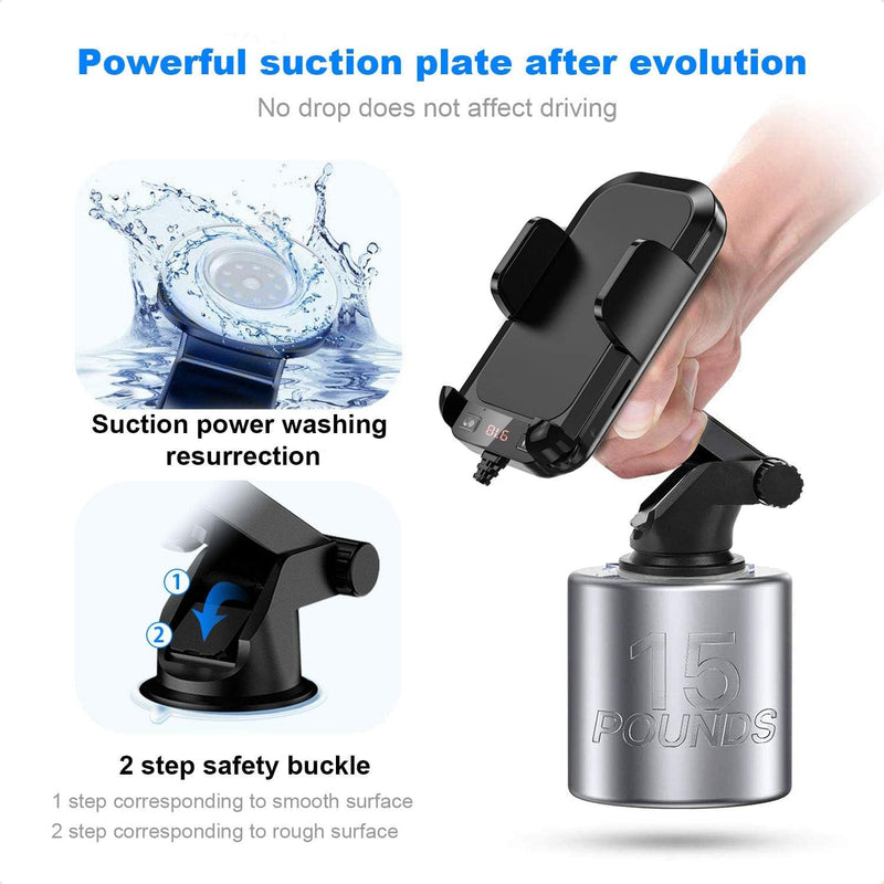 [AUSTRALIA] - Bluetooth Car Adapter 3 in 1 FM Transmitter Car Radio Bluetooth Transmitter with Phone Holder, QC3.0 Fast Charging, Strong Microphone, HiFi Bass Sound, Hands-Free Call, Support USB/TF Drive Black 