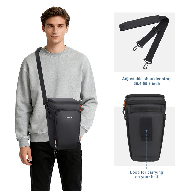 MOSISO Camera Bag, Crossbody Shoulder Bag Padded Camera Case with Lens Kit | Top Access DSLR SLR Photography Bags with Rain Cover & Adjustable Should Strap, Compatible with Canon/Nikon/Sony, Black