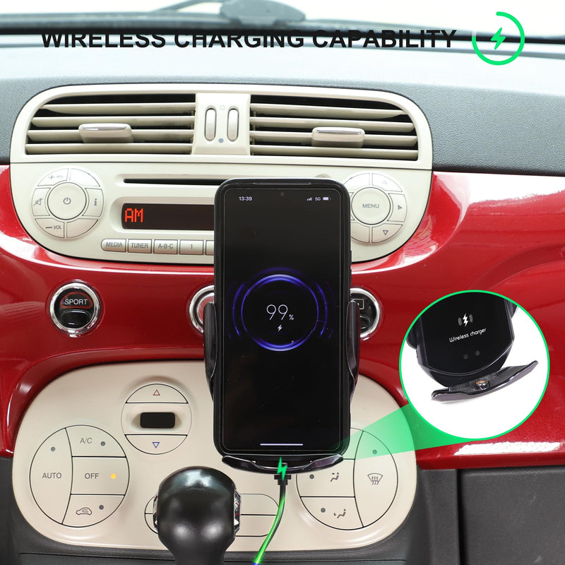 Car Center Console Cell Phone Holder Compatible with Fiat 500 2016-2023 Center Console Air Vent Under Phone Holder Adjustable 360 Rotation Vent Clip Fits for All Smartphones (Style D) Style D
