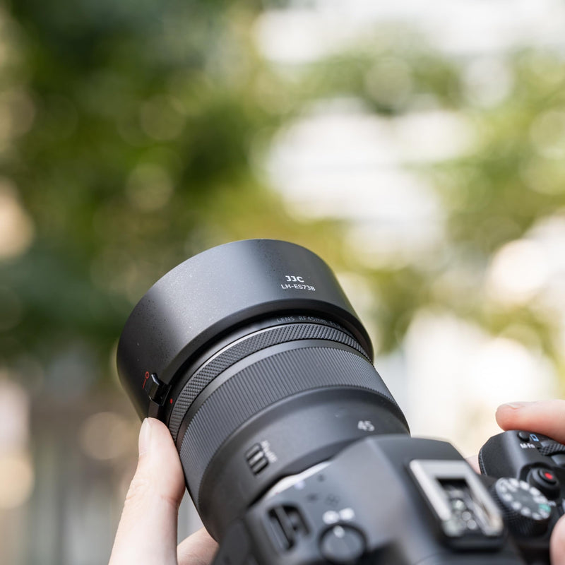 [AUSTRALIA] - JJC ES-73B Reversible Lens Hood Shade Protector for Canon RF 45mm RF45mm F1.2 STM Replaces Canon ES73B, Compatible with 67mm Filters & Lens Caps, No Vignetting Round Shape 