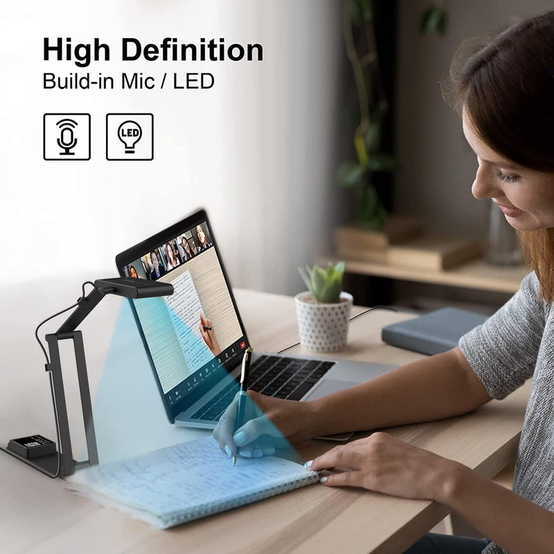 VS5 Document Camera for Teachers, USB Visualizer A3-Size, 2K Webcam with Microphone for Remote Teaching & Live Streaming-Windows, macOS, ChromeOS