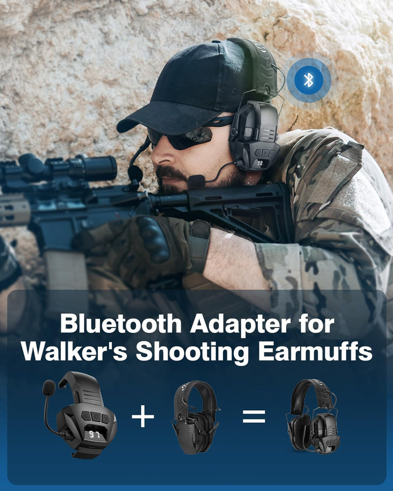 Qozybuds Wireless Bluetooth 5.4 Adapter for Walker's Earmuffs, Portable Receiver for Walker's Razor Slim, Hands-Free Calling