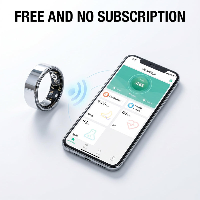 Smart Ring for Women & Men, Health Tracker & 5ATM. (Silver, 9#) | No Subscription Fee，Heart Rate, Blood Oxygen,Blood Pressure, Sleep Heart Rate Tracker for iOS & Android