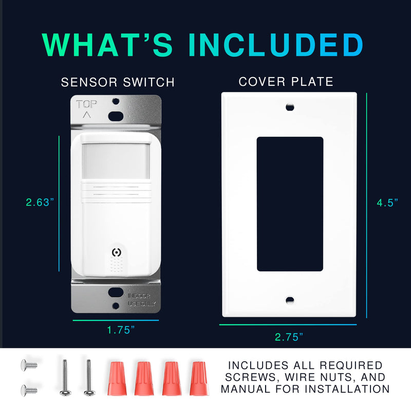 [AUSTRALIA] - 2 Pack Motion Sensor Light Switch, Neutral Wire Required, Single Pole Only (Not 3-Way), Indoor in-Wall Occupancy Sensor with Wall Plate, Adjustable Timer, Title 24, UL Certified, White 2 