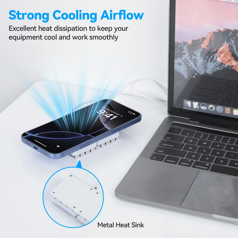 aceyoon Dual Cooling Fan, 40mm USB Fan, White | Whisper Quiet, 3 High-Speed Adjustable (4500/5500/6500 RPM), Hydraulic Fan with 80x40mm Heatsink & Silicone Thermal Pad Mini