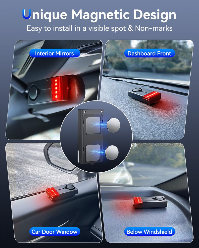 108dB Car Alarm System, Car Anti-Theft Vibration Sensor Alarm & Red Light Alarm, Wireless Remote Anti Theft Car Device with Magnetic Install Design for Car, Truck (Upgrade 4.0)