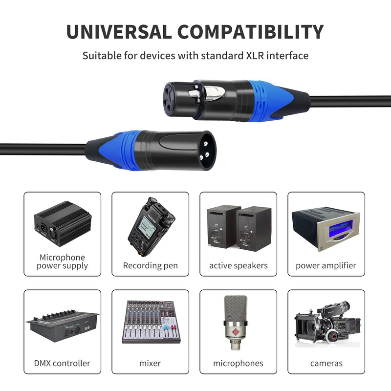 6 Pack XLR Male to Female Cable, Professional Balanced Microphone Lead, Extension Mic Cord 3 FT/3 Colors