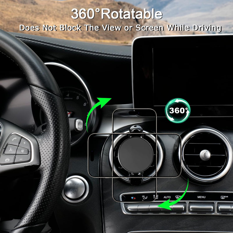 MagSafe Car Mount for Mercedes-Benz, Round Air Vent Holder with Strong Magnet, Compatible with Mercedes Benz GLC, C-Class, E-Class, A/B-Class, GLC/GLB/GLA/Sprinter, Mercedes Benz Accessories Magsafe
