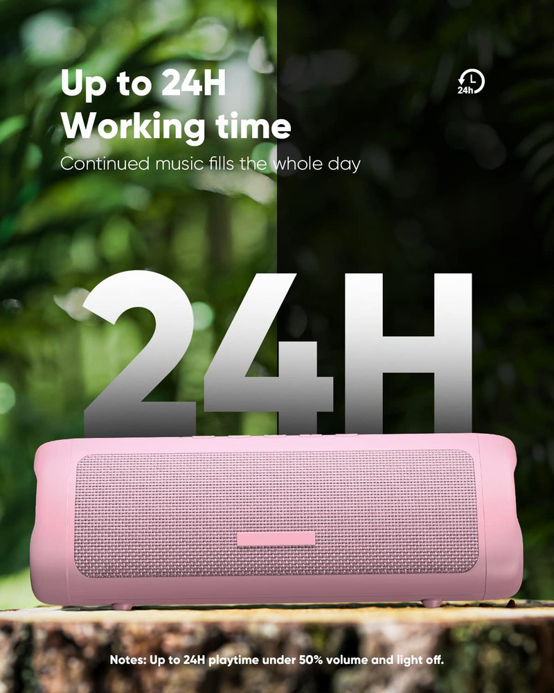 IPX5 Waterproof Bluetooth Speaker with HD Sound, 24H Playtime - For Home, Outdoor, Beach 1pcs-Pink