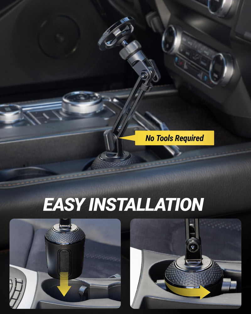 Scosche MagicMount Cup Holder Phone Mount with MagSafe, Adjustable Magnetic Car Mount with Stable Base and Flexible Arm, Compatible with PopSockets, iPhone 17 16 15 14 13, Includes MagSafe Ring 1 Pack
