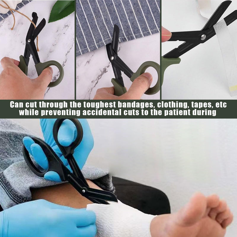 Pack of 2 Medical Bandage Scissors, Rescue Scissors, Bandage Scissors, Nurse, CModern, Ambidextrous, Stainless Steel, Black + Green, 15 cm