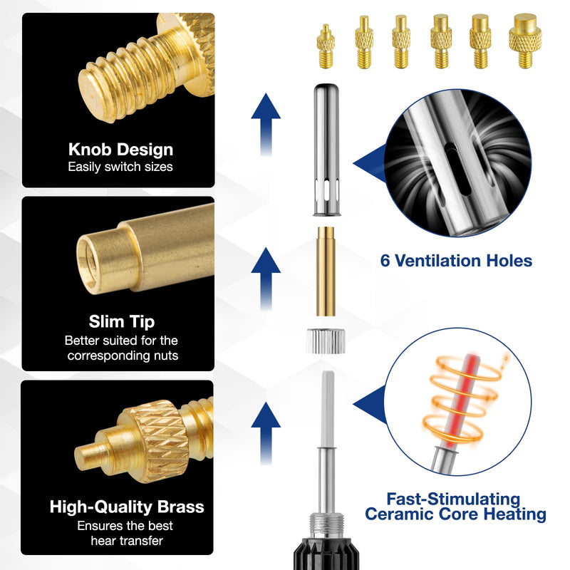 169 Piece Threaded Inserts Soldering Tips Set, 180°C ~ 500°C Temperature Adjustable Soldering Iron with LED Digital Display, 80W Repair Welding Machine Soldering Iron Set with 160 Pieces Thread Insert