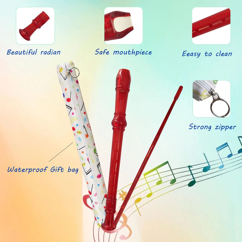 [AUSTRALIA] - 8 Hole German style Soprano Recorder for Beginners, Kids adults Music Flute with Gift Case Bag Cleaning Rod For Party Entertainment (Grystal Red) Grystal Red 