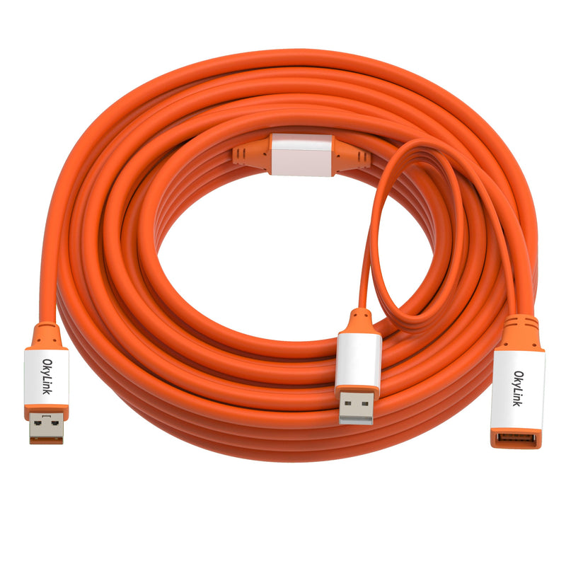 OkyLink Active USB 3.2 Gen 2 Extension Cable 10Gbps 10Gbps, 32ft | 10m, Male to Female, Powered Active Signal Amplifier, for Industrial Vision, Kiosk & In-Wall Installation USB3.2(10Gbps) 32ft (10m)