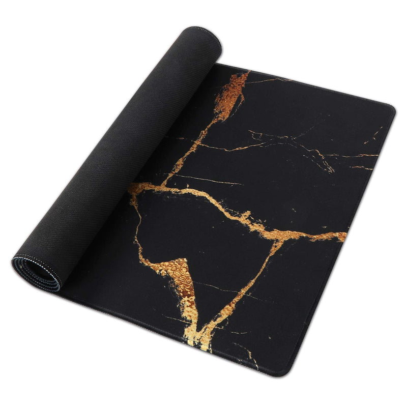 iLeadon Extended Gaming Mouse Pad - Non-Slip Water-Resistant Rubber Base Computer Keyboard Mouse Mat, Desk Pad 35.1 x 15.75-inch 2.5mm Thick XX-Large, Ideal Partner for Work & Game,Black Gold 3-Black Gold