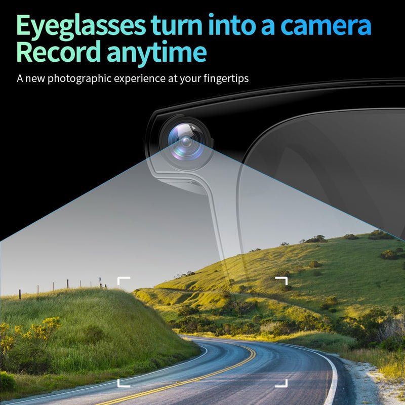 AI Smart Glasses with Camera,8MP Camera Glasses,1080P Anti-Shake Video Recording, Sport Glasses with Smart Wearable Eyeglass Built-in 32G Memory CardPerfect for Outdoor Travel, Driving,Hiking Black