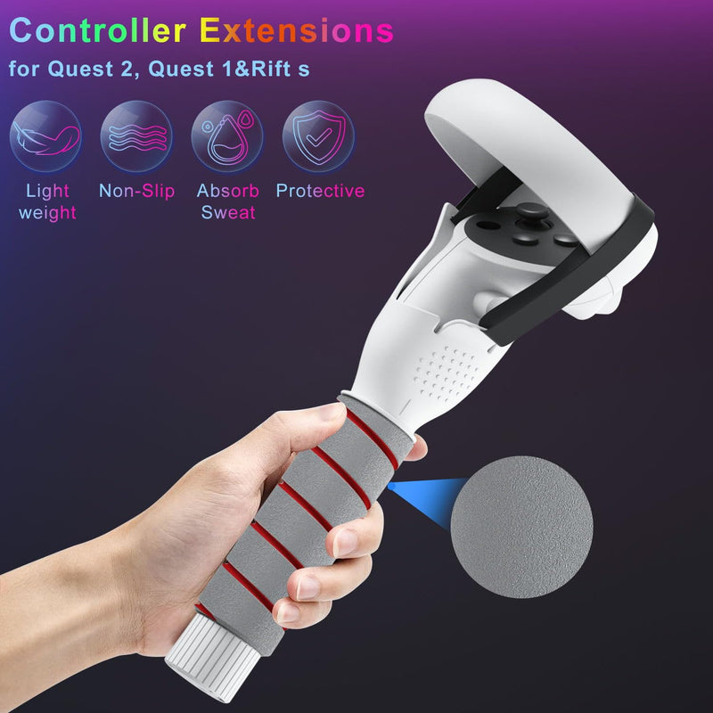 Saqico Head Strap & 2 in 1 Long Arms & Handle Attachments Compatible with Oculus Quest 2 & Hand Controllers