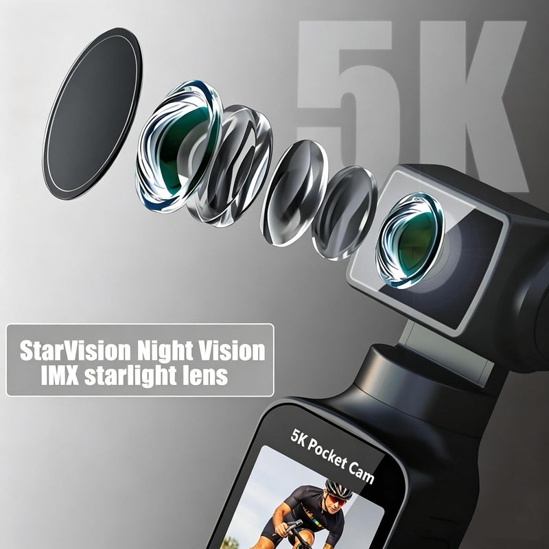 5K Vlogging Camera, Portable Live Streaming Camera, 270 Rotating Video Camera with 1.33 Inch CMOS, Anti-Shake, Suitable for Video Blogging, Daily Recording & Live Broadcast