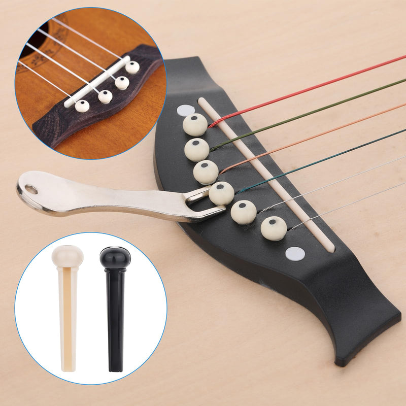 17pcs Guitar Bridge Pins, Acoustic Guitar Pegs Bridge Pins Guitar String Pegs Acoustic Guitar Bridge Pins Puller Peg Remover Guitar Brass Replacement Parts Acoustic Guitar Bridge Saddle Nut Remover