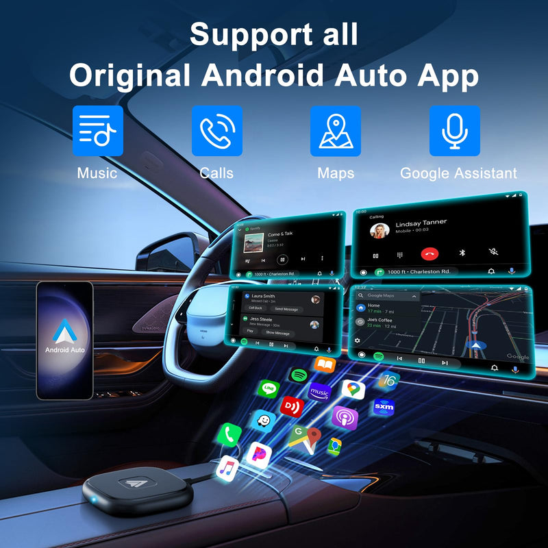 Android Auto Wireless Adapter Plug and Play Car Dongle for Factory Wired Android Auto in All Cars - Low Latency and Easy to Install