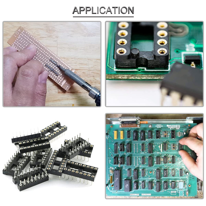 Youmile 30pcs DIP IC Socket 16pin Round 2.54mm Grid IC Base Adapter Round Hole Solder Type High Quality with Tin Wire Pen for DIY Electronics Experiments 16 pin