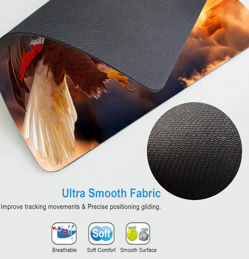 Custom Square Gaming Mouse Pad, Office Computer Mouse Pad, American Flag Eagle Anti-Slip Rubber Desktop Mouse Pad