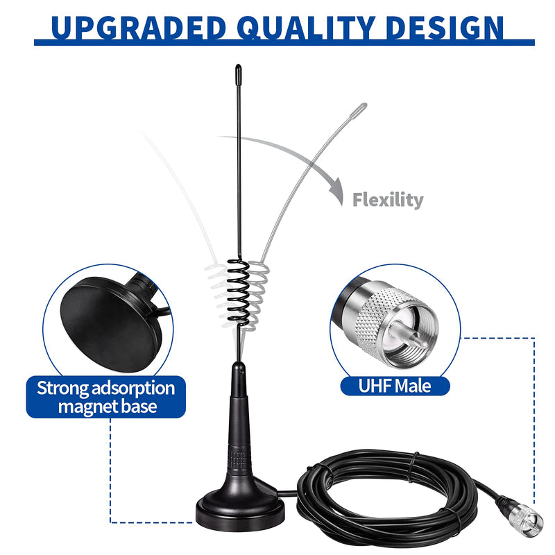 Bingfu CB Antenna 27MHz CB Radio Antenna Magnetic Base Handheld CB Antenna PL259 & BNC Male Compatible with Cobra Midland Uniden Maxon President Vehicle Car Truck Mobile CB Radio Handheld CB Radio